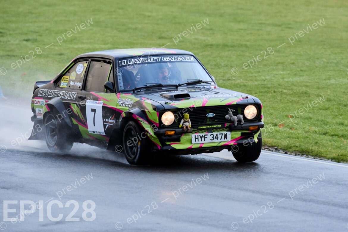 Castle Combe Race Circuit, England, 29th Nov 2025, Peter Hedges and James Hedges race for Draycott Rally Team in a Ford Escort at the DAE Castle Combe Stage Rally. Credit: Craig Allan-McWilliams/Alamy Live News