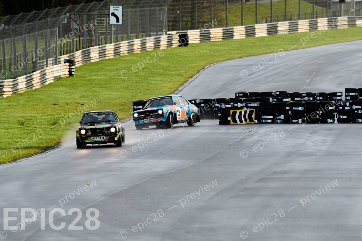 Castle Combe Race Circuit, England, 29th Nov 2025, Peter Hedges and James Hedges race for Draycott Rally Team in a Ford Escort at the DAE Castle Combe Stage Rally. Credit: Craig Allan-McWilliams/Alamy Live News