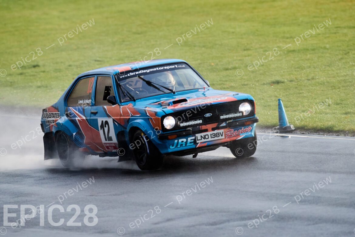 Castle Combe Race Circuit, England, 29th Nov 2025, Lewis Arkison and Pete Bold race for Ark Plant Services in a Ford Escort at the DAE Castle Combe Stage Rally. Credit: Craig Allan-McWilliams/Alamy Live News