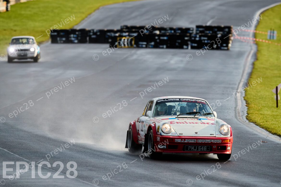 Castle Combe Race Circuit, England, 29th Nov 2025, Richard Williams and Robbie Sandford race in a Porsche 911 at the DAE Castle Combe Stage Rally. Credit: Craig Allan-McWilliams/Alamy Live News