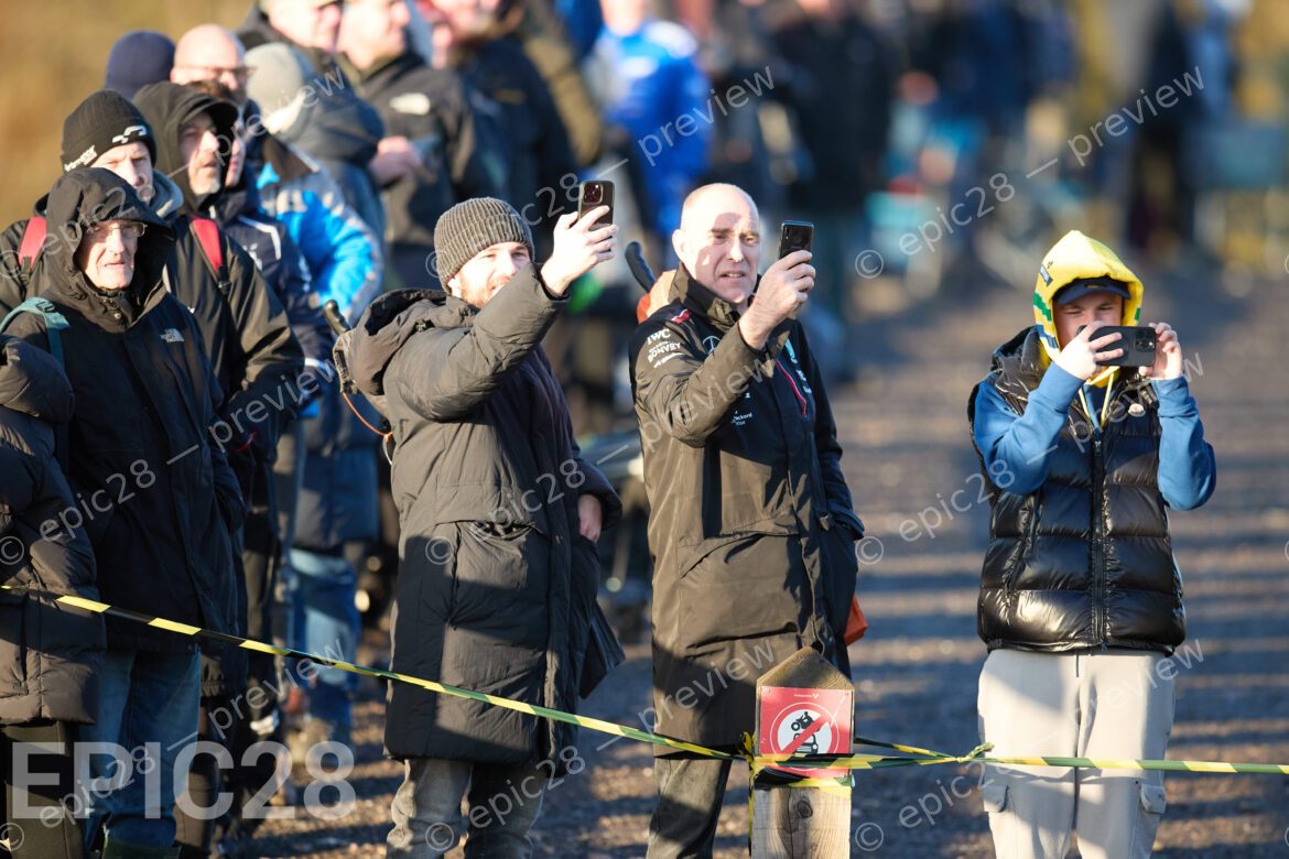 Donington Park, England, 30th Nov 2025, Spectators Capture Stage 1 the Tegiwa Donington Rally at Donington Park on 30th Nov 2025. Credit: Craig Allan-McWilliams/Alamy Live News
