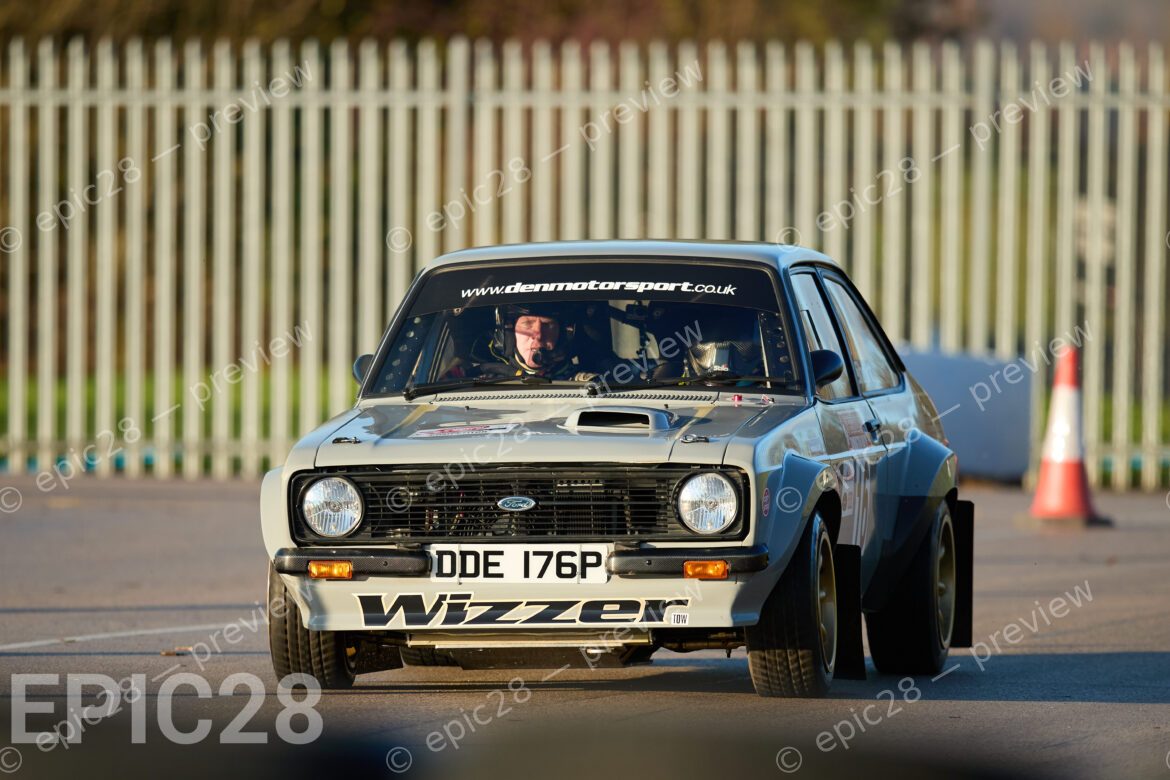 Donington Park, England, 30th Nov 2025, No16, Bradley Carroll of Garstang & Preston MC and Gareth Short of Aberdare MC race in a Ford Escort Mk2 at the Tegiwa Donington Rally 2025 at Donington Park on 30th Nov 2025. Credit: Craig Allan-McWilliams/Alamy Live News