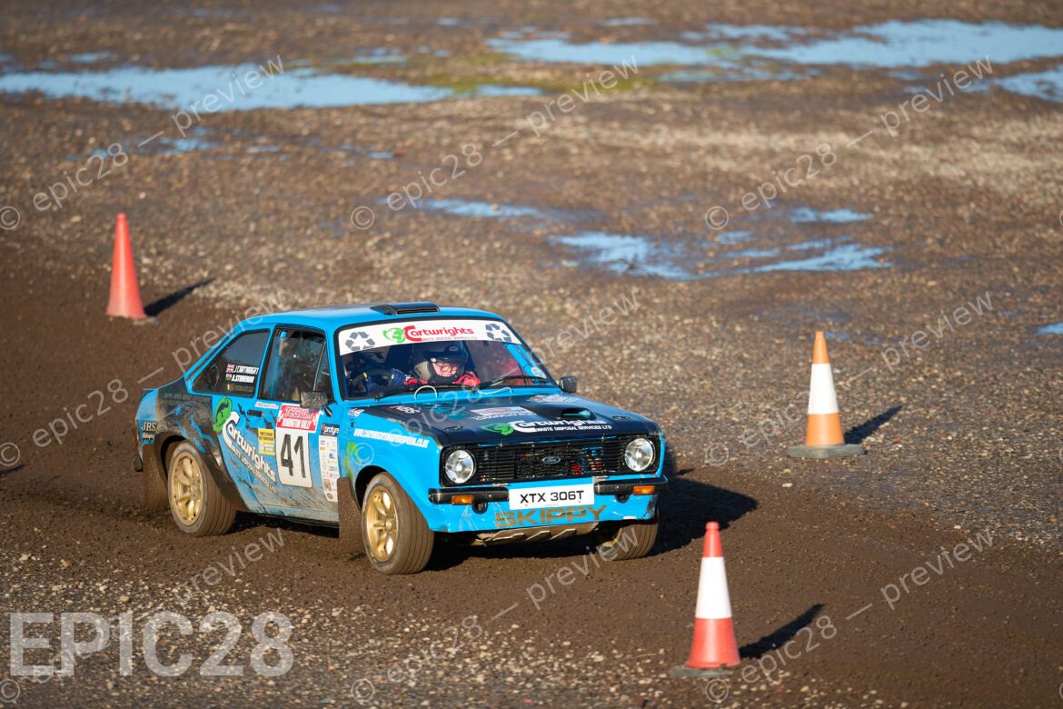 Donington Park, England, 30th Nov 2025, No41, John Cartwright of Telford AC and Antony Stoneman of Port Talbot race in a Ford Escort Mk2 at the Tegiwa Donington Rally 2025 at Donington Park on 30th Nov 2025. Credit: Craig Allan-McWilliams/Alamy Live News