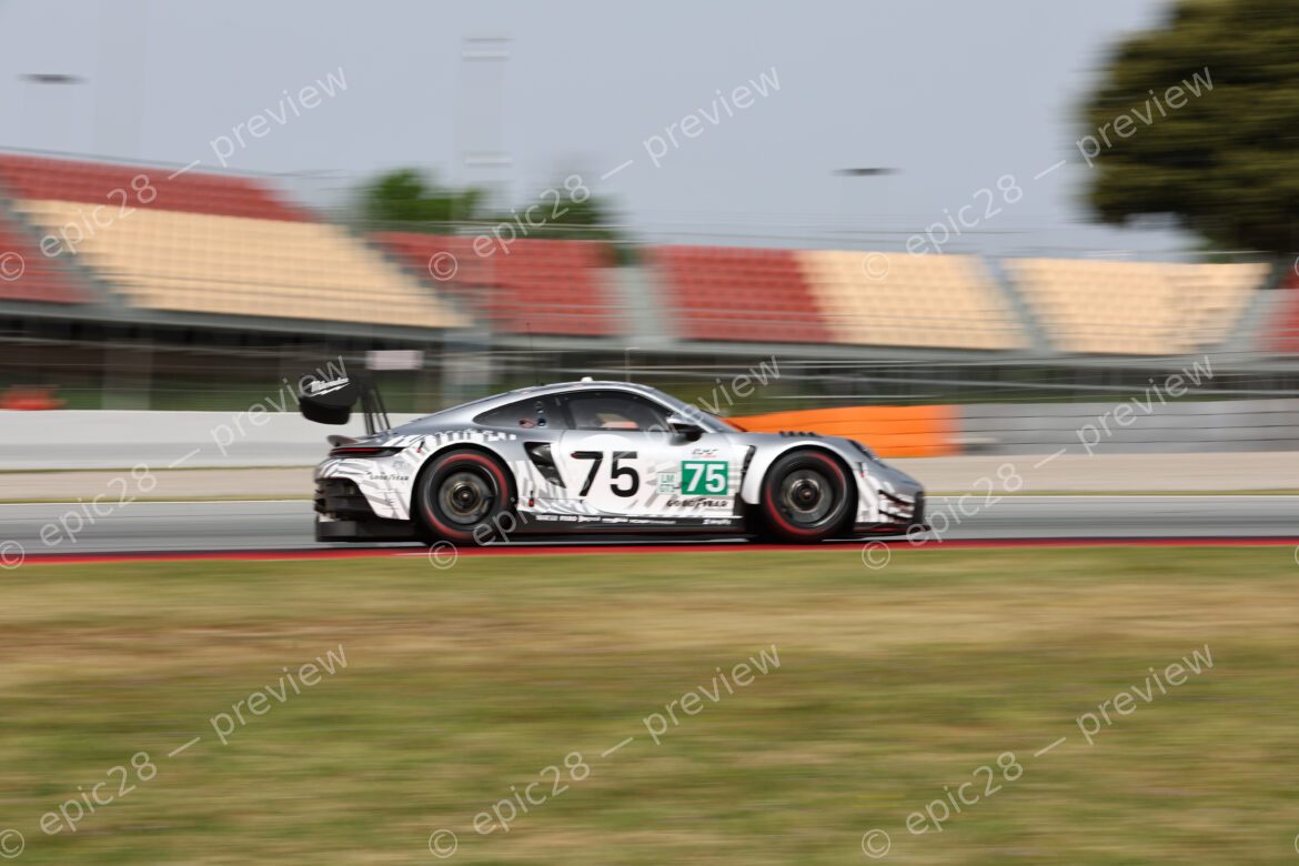 Barcelona, Spain. 11th Apr 2026. #75 Porsche 911 GT3 R LMGT3 of Matt KURZEJEWSKI (USA) and Thomas SARGENT (USA) and Richard LIETZ (AUT) (PROTON COMPETITION) Porsche pushes through a high-speed section during Free Practice 2, fighting for optimal pace and stability.. Credit: Craig Allan-McWilliams/Alamy Live News