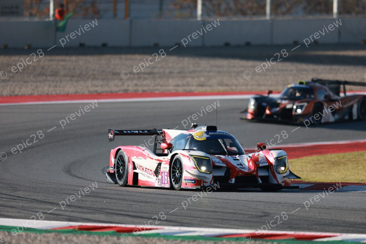 Barcelona, Spain. 8th Apr 2026. #16 Ligier JS P325 - Toyota of Ajith KUMAR (IND) and Romain VOZNIAK (FRA) (AJITH REDANT BY VIRAGE) Duqueine prototype maintains its line through the corner while closely pursued by a rival during the morning session.. Credit: Craig Allan-McWilliams/Alamy Live News