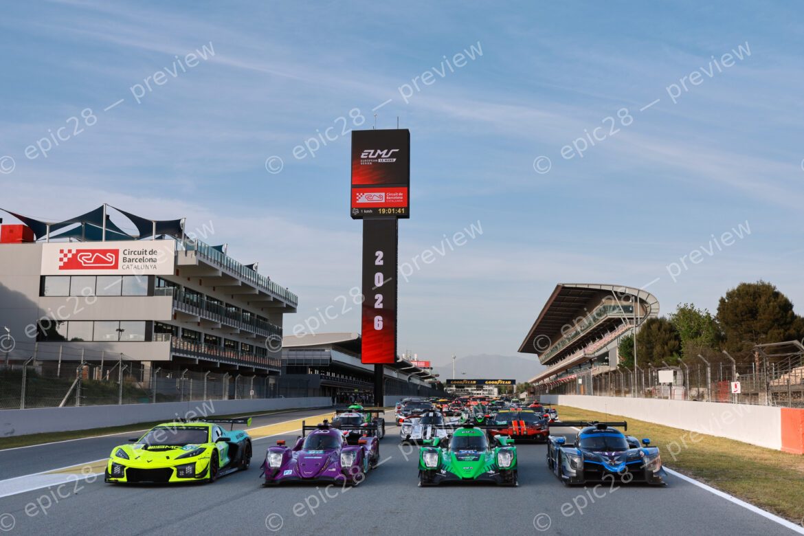 Barcelona, Spain. 9th Apr 2026. 2026 European Le Mans Series (ELMS) grid of 47 Cars who will open the season his weekend’s first round of the 2026 European Le Mans Series, the 4 Hours of Barcelona on Sunday 12 April. A proving ground for teams and drivers with Le Mans in their sights. Credit: Tracey Allan-McWilliams/Alamy Live News