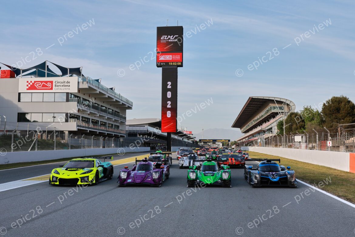 Barcelona, Spain. 9th Apr 2026. 2026 European Le Mans Series (ELMS) grid of 47 Cars who will open the season his weekend’s first round of the 2026 European Le Mans Series, the 4 Hours of Barcelona on Sunday 12 April. A proving ground for teams and drivers with Le Mans in their sights. Credit: Tracey Allan-McWilliams/Alamy Live News