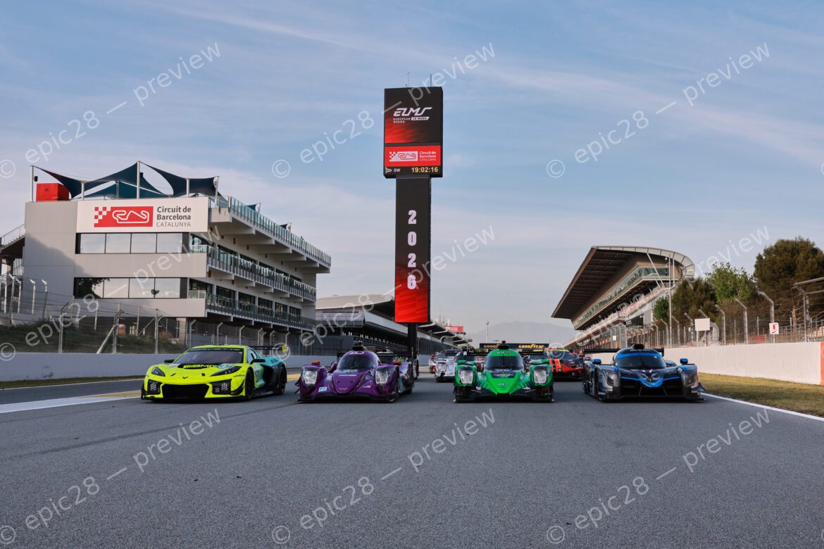 Barcelona, Spain. 9th Apr 2026. 2026 European Le Mans Series (ELMS) grid of 47 Cars who will open the season his weekend’s first round of the 2026 European Le Mans Series, the 4 Hours of Barcelona on Sunday 12 April. A proving ground for teams and drivers with Le Mans in their sights. Credit: Tracey Allan-McWilliams/Alamy Live News