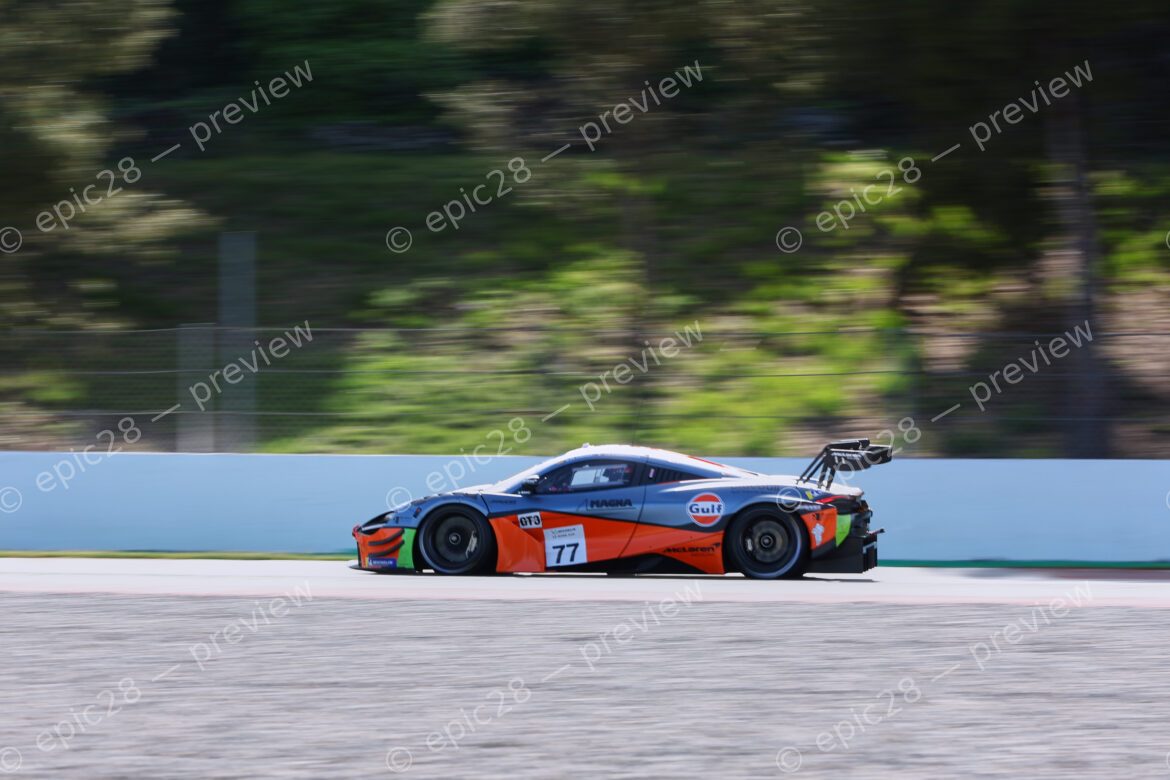Barcelona, Spain. 10th Apr 2026. #77 McLaren 720S GT3 Evo of Gonzalo DE ANDRES MARTIN (ESP) and Jean-Baptiste SIMMENAUER (FRA) (SMC MOTORSPORT) McLaren GT3 pushes through a high-speed section during Free Practice 2, demonstrating the raw pace and stability required for the endurance challenge.. Credit: Tracey Allan-McWilliams/Alamy Live News