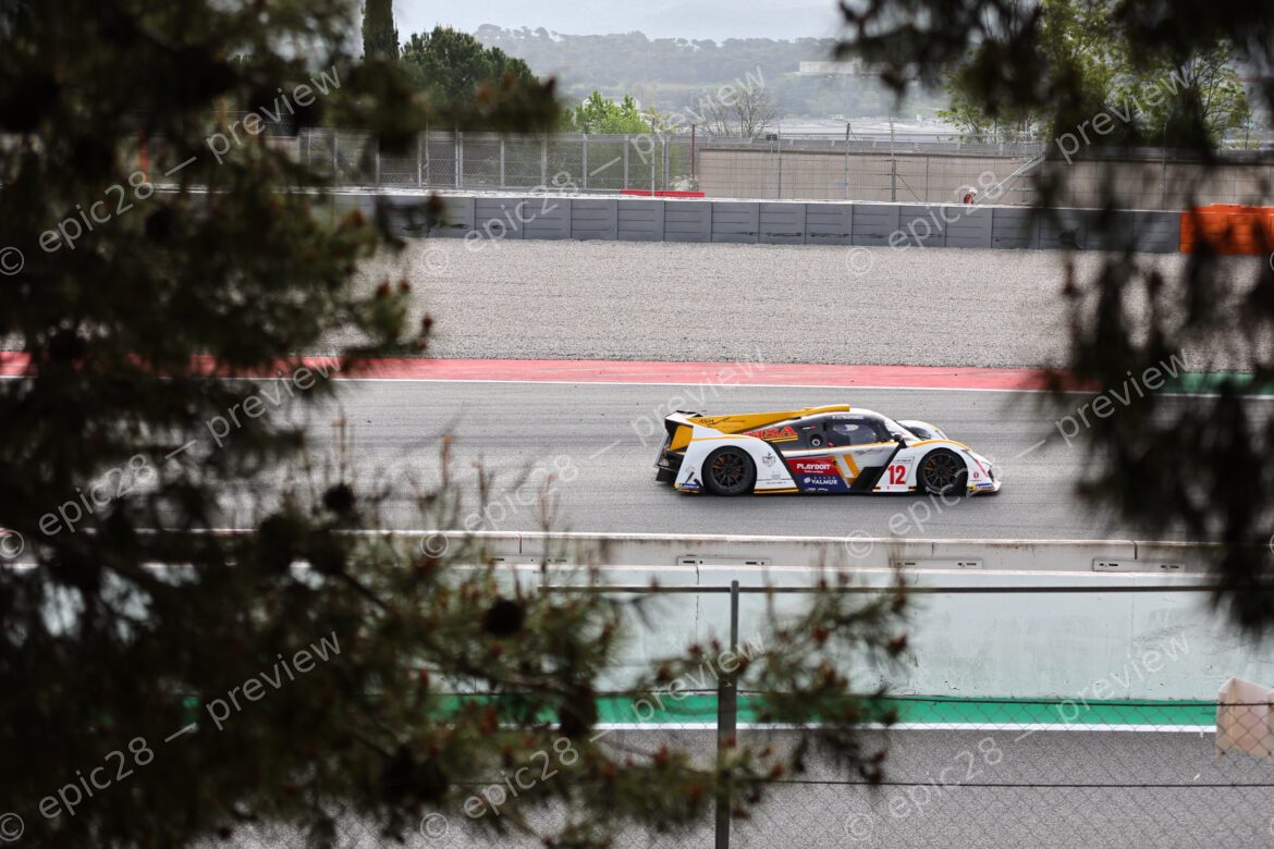 Barcelona, Spain. 11th Apr 2026. Ligier JS P4 accelerates through a high-speed section of the circuit during Race 1 of the Ligier European Series.. Credit: Tracey Allan-McWilliams/Alamy Live News