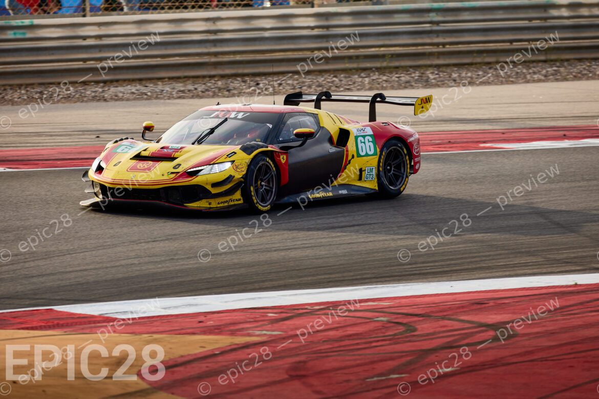 Scott NOBLE (GBR), Jason HART (GBR) and Gianmaria BRUNI (ITA) drives for JMW MOTORSPORT (GBR) in a Ferrari 296 LMGT3 during the European Le Mans Series, 4 HOURS OF PORTIMÃO, Portugal, 18th October 2025. (Photo by Craig Allan-McWilliams)