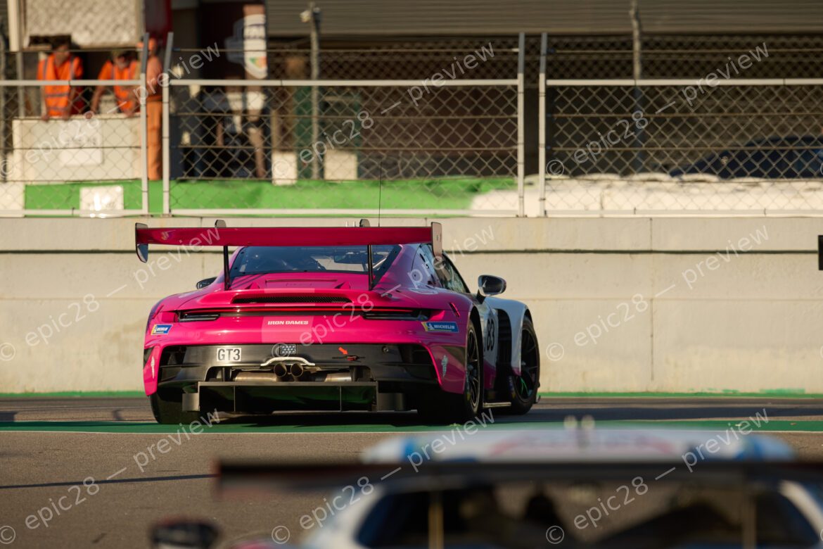 Vanina ICKX (BEL) and Marta GARCIA LOPEZ (ESP) drives for IRON DAMES (ITA) in a Porsche 911 GT3 R (992) at the 2025 Michelin Le Mans Cup in PORTIMÃO, Portugal 18th October 2025. (Photo by Craig Allan-McWilliams)