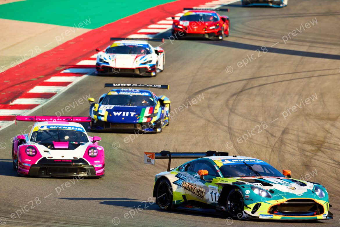 Pascal HUTEAU (FRA) and Max VAN DER SNEL (NED) drives for CODE RACING DEVELOPMENT (FRA) in a Aston Martin Vantage GT3 EVO at the 2025 Michelin Le Mans Cup in PORTIMÃO, Portugal 18th October 2025. (Photo by Craig Allan-McWilliams)