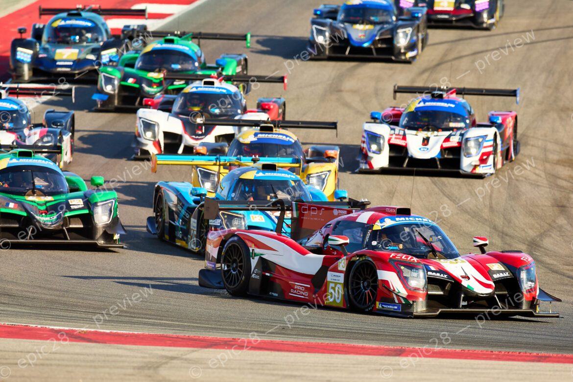 Léna BÜHLER (SUI) and Mattéo QUINTARELLI (ITA) drives for 23EVENTS RACING (FRA) leads the pack in a Ligier JS P325 - Toyota at the 2025 Michelin Le Mans Cup in PORTIMÃO, Portugal 18th October 2025.
